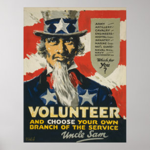 Vintage WWI Volunteer - Uncle Sam Poster