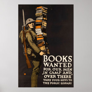 Vintage WWII American Military Library  Poster
