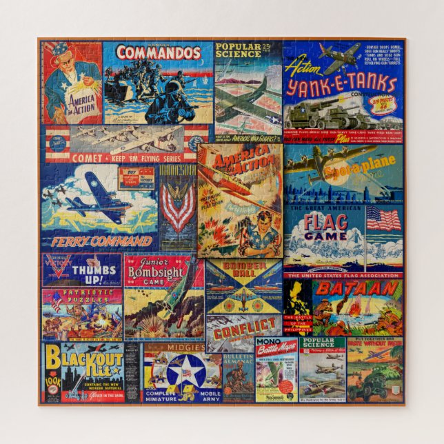 VINTAGE WWII HOMEFRONT GAMES, PERIODICALS ETC JIGSAW PUZZLE (Vertical)