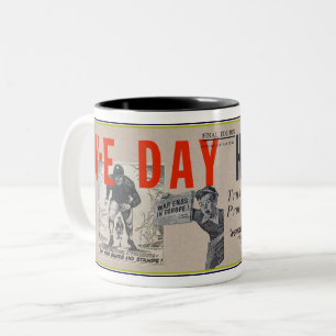 VINTAGE WWII NEWSPAPER THEME Two-Tone COFFEE MUG