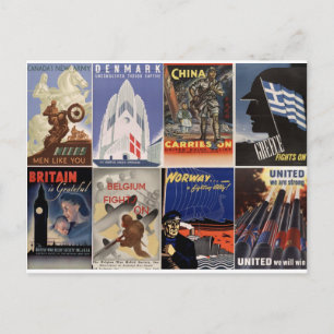 vintage WWII posters: united we are strong Postcard