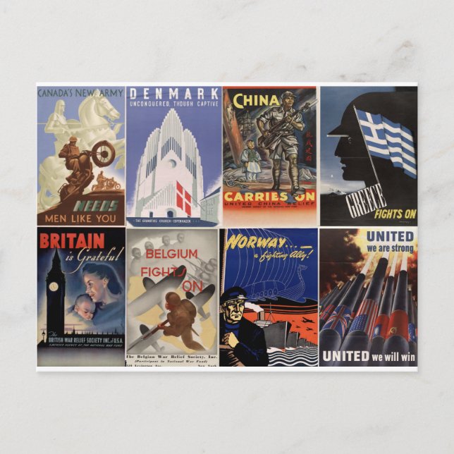 vintage WWII posters: united we are strong Postcard (Front)
