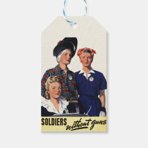 Vintage WWII Soldiers Without Guns Feminist Art Gift Tags