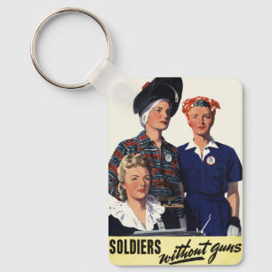 Vintage WWII Soldiers Without Guns Feminist Art Key Ring