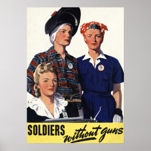 Vintage WWII Soldiers Without Guns Feminist Art Poster