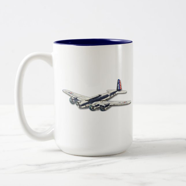 Vintage WWII US Aircraft Two-Tone Coffee Mug (Left)
