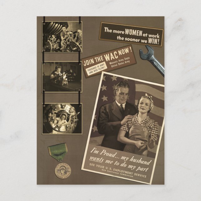 Vintage "WWII Woman" Scrapbook Postcard (Front)