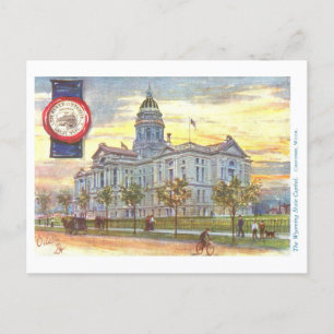 Vintage Wyoming Capitol with Seal Postcard