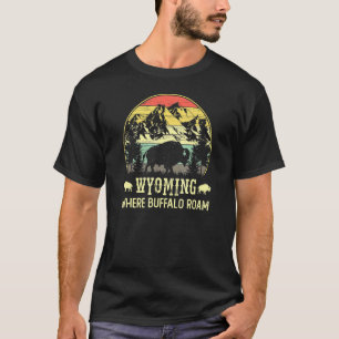 Vintage Wyoming Where The Buffalo Roam Wildlife T-Shirt