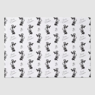Vintage Xmas elegant shopping girl white black Tissue Paper