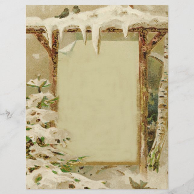 Vintage Xmas Yard Scene Custom Letterhead (Front)