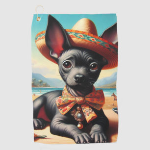 Vintage Xoloitzcuintle Golf Towel
