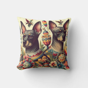 Vintage Xoloitzcuintle Illustration Cushion