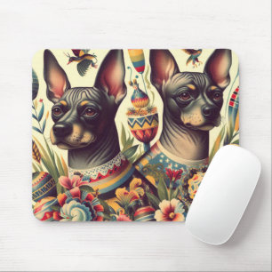 Vintage Xoloitzcuintle Illustration Mouse Mat