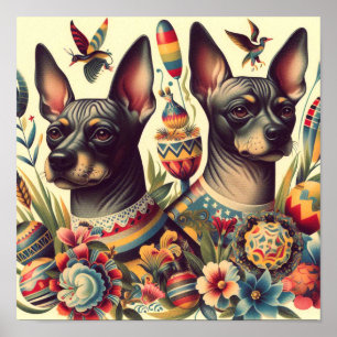 Vintage Xoloitzcuintle Illustration Poster