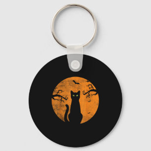 Vintage Y Christmas Cat Costume Retro Cat Moon Bla Key Ring