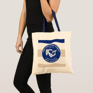 Vintage Yacht Club Navy Nautical Shark Family Tote Bag