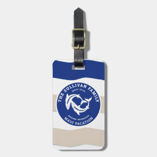 Vintage Yacht Club Shark Family Beach Badge Luggage Tag