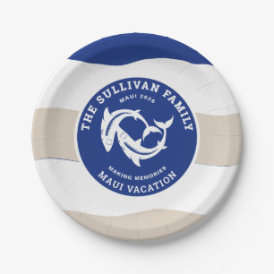 Vintage Yacht Club Shark Family Beach Badge Paper Plate