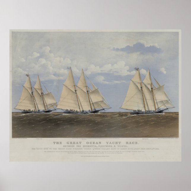 Vintage Yacht Race Illustration (1867) Poster (Front)