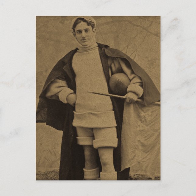 Vintage Yale Football Player 1880s Stereoview Postcard (Front)