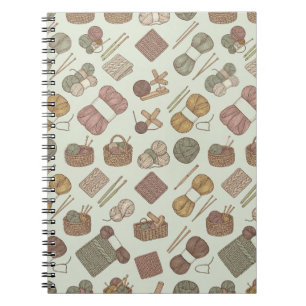 Vintage Yarn & Knitting Sage Green Cottagecore Notebook