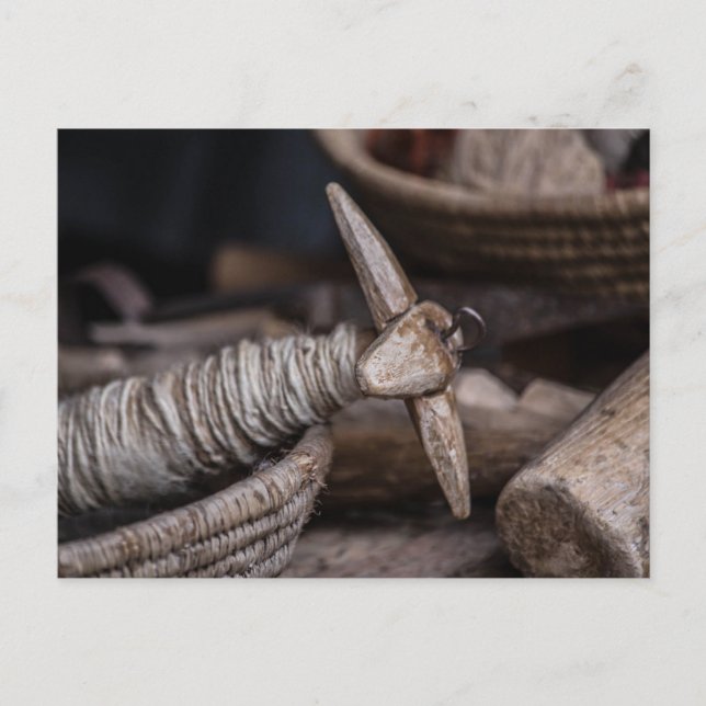 Vintage Yarn Spindle Postcard (Front)