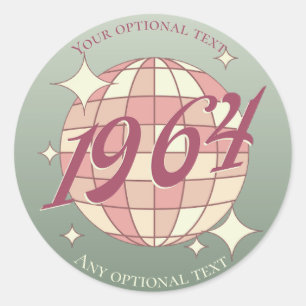 Vintage year 1964 60th birthday elegant blue  classic round sticker