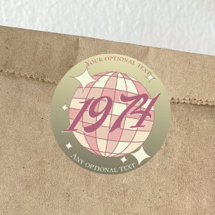 Vintage year 1974 50th birthday anniversary  classic round sticker
