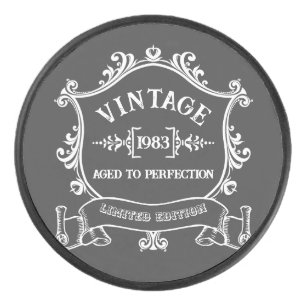 Vintage Year Aged to Perfection Birthday Year Hockey Puck