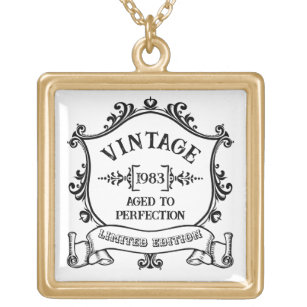 Vintage Year Aged to Perfection Custom Birth Year Gold Plated Necklace