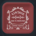 Vintage Year Aged to Perfection Custom Birth Year Paper Plate<br><div class="desc">Some things just get better with age, am I right? Show that special someone in your life how special they are to you, by celebrating with this "Aged to Perfection" vintage logo customised with their birth year! Change the birth year to personalise this item as a special birthday gift. A...</div>