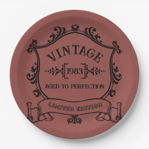Vintage Year Aged to Perfection Custom Birth Year Paper Plate
