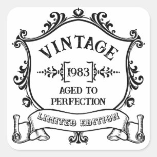 Vintage Year Aged to Perfection Custom Birth Year Square Sticker