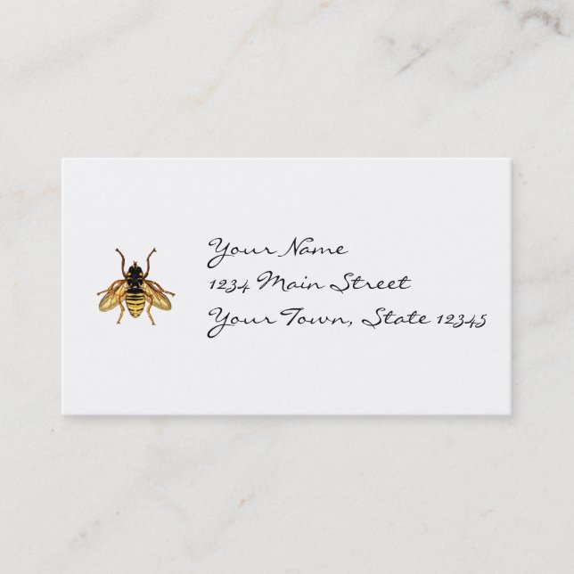 Vintage Yellow and Black Bee Business Card (Front)