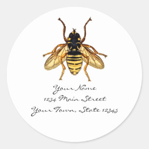Vintage Yellow and Black Bee Classic Round Sticker