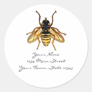 Vintage Yellow and Black Bee Classic Round Sticker