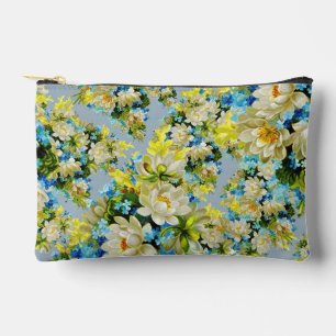 Vintage Yellow and Blue Floral Pattern Accessory Pouch