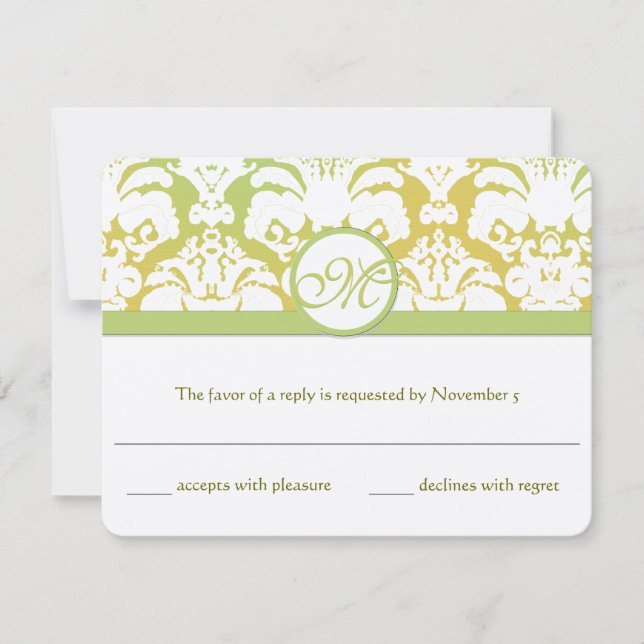 Vintage Yellow and Green Earth Tones RSVP Card (Front)