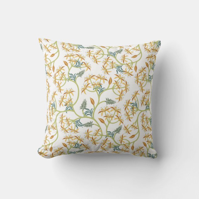 Vintage Yellow and Green Flowers Baroque Cushion (Front)