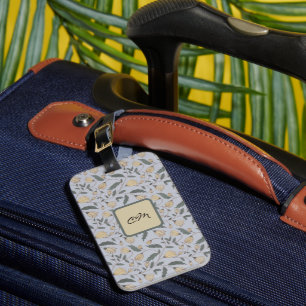 Vintage Yellow and Green Illustrated Floral Luggage Tag