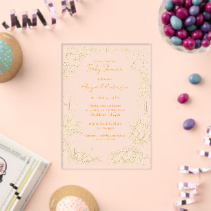 Vintage Yellow and Orange Baby Shower Acrylic Invitations