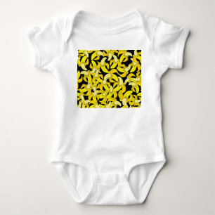Vintage Yellow Bananas: Black Background Baby Bodysuit