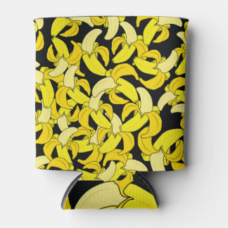 Vintage Yellow Bananas: Black Background Can Cooler
