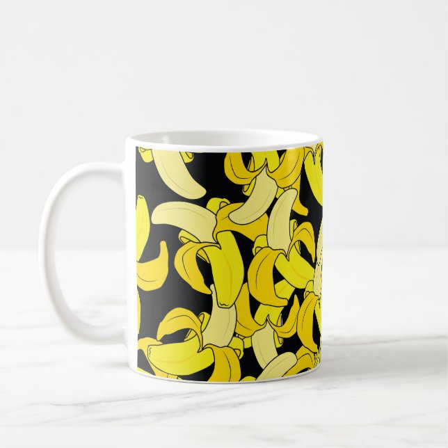 Vintage Yellow Bananas: Black Background Coffee Mug (Left)