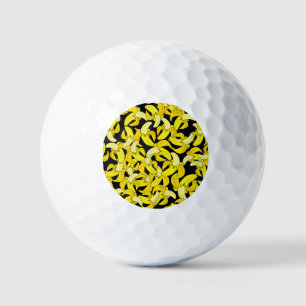 Vintage Yellow Bananas: Black Background Golf Balls