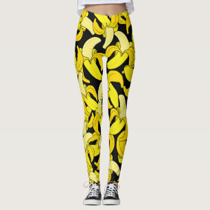 Vintage Yellow Bananas: Black Background Leggings