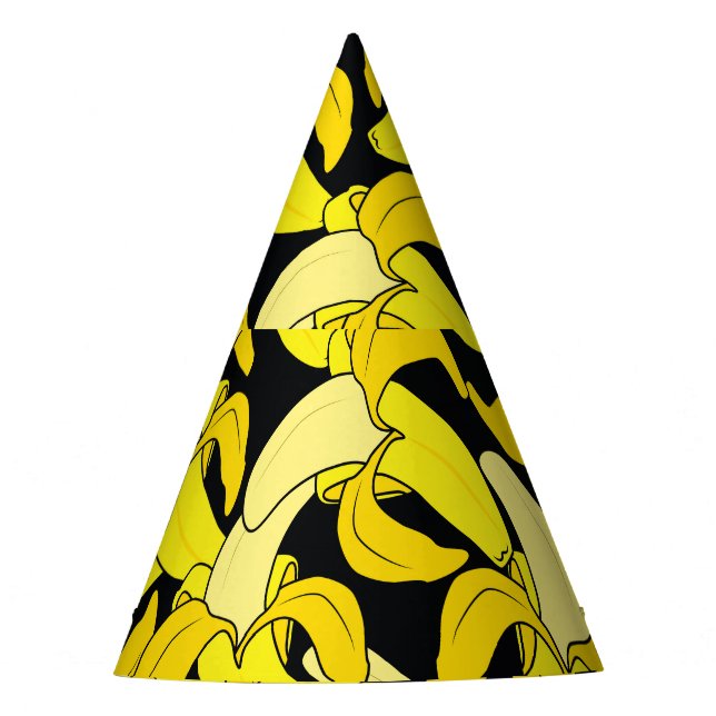Vintage Yellow Bananas: Black Background Party Hat (Front)