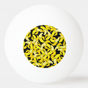 Vintage Yellow Bananas: Black Background Ping Pong Ball