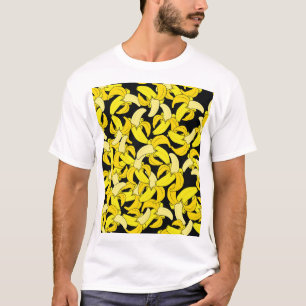 Vintage Yellow Bananas: Black Background T-Shirt